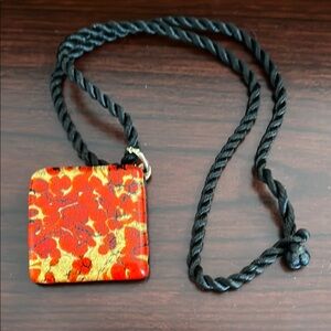 Murano italy art glass Red and Gold Pendant Necklace